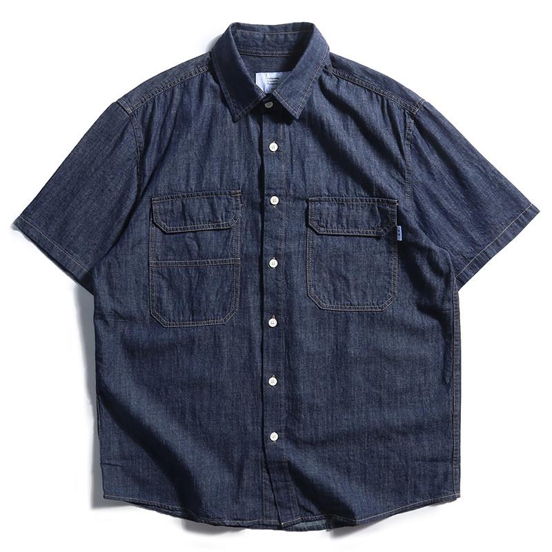 Streetwear Brand Japanese - قميص دينيم رجالي فضفاض بأسلوب ياباني