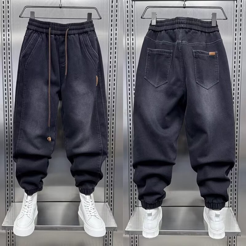 Streetwear Brand Japanese - جينز حريم أسود للرجال ، بنطلون