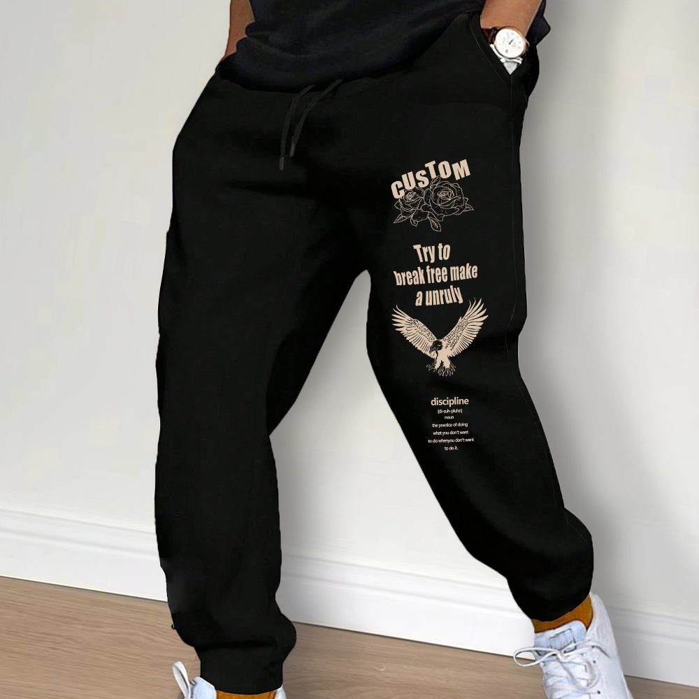 Streetwear Brand - بنطال رياضي متوسط الخصر برباط للرجال