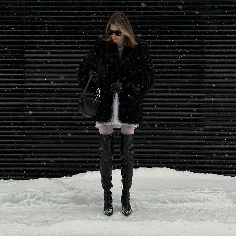 معطف طويل من الفرو الصناعي للن - مراجعة Women Streetwear Brand وسعره